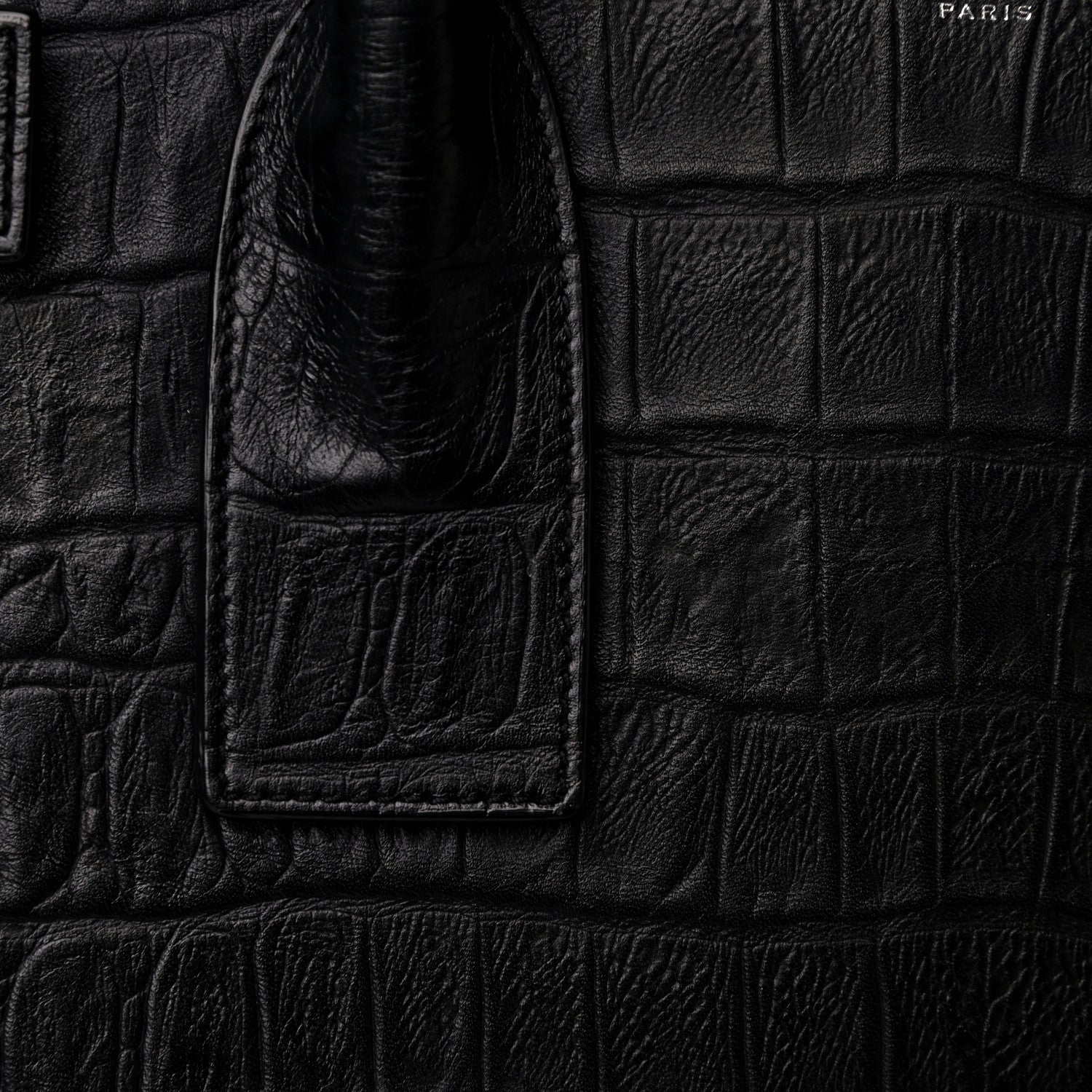 Saint Laurent Calfskin Crocodile Embossed Large Sac De Jour Carryall Black 11 of 25