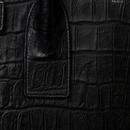 Saint Laurent Calfskin Crocodile Embossed Large Sac De Jour Carryall Black 11 of 25
