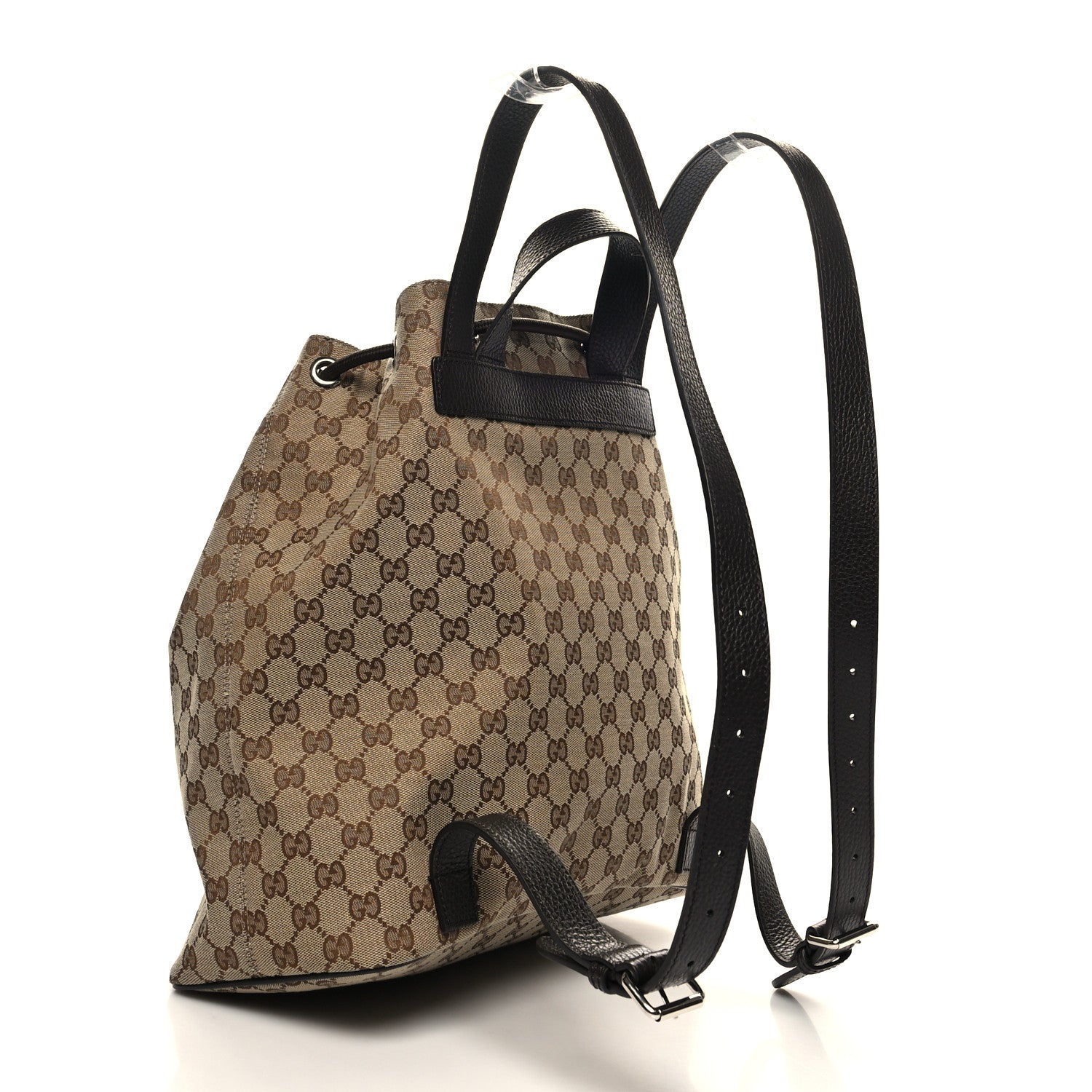 Gucci Monogram Dollar Calfskin O Drawstring Backpack Beige Ebony Testa di Moro Dark Chocolate 3 of 10