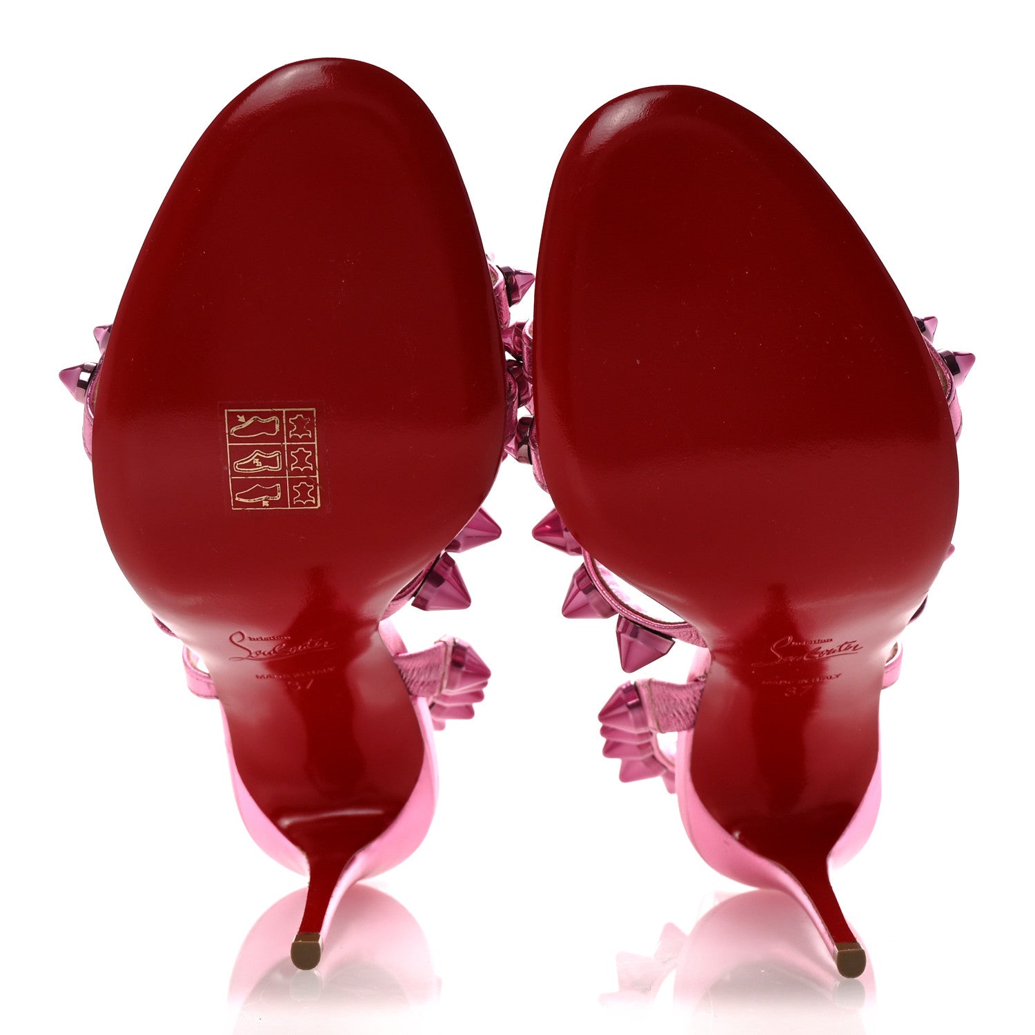 Christian Louboutin Metallic Calfskin Spikita 100 Sandals 37 Fuchsia 6 of 8