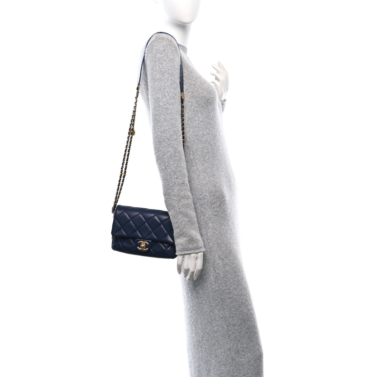 Chanel Caviar Quilted Small Twist Your Buttons Flap Blue 2 of 11