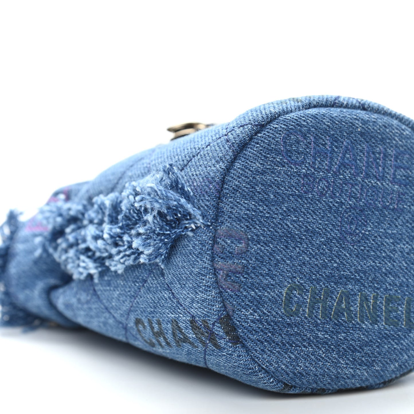Denim Quilted Mood Mini Bucket With Chain Blue Multicolor