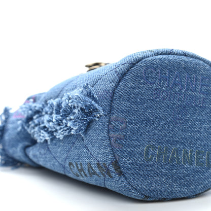 Chanel Denim Quilted Mood Mini Bucket With Chain Blue Multicolor 16 of 21