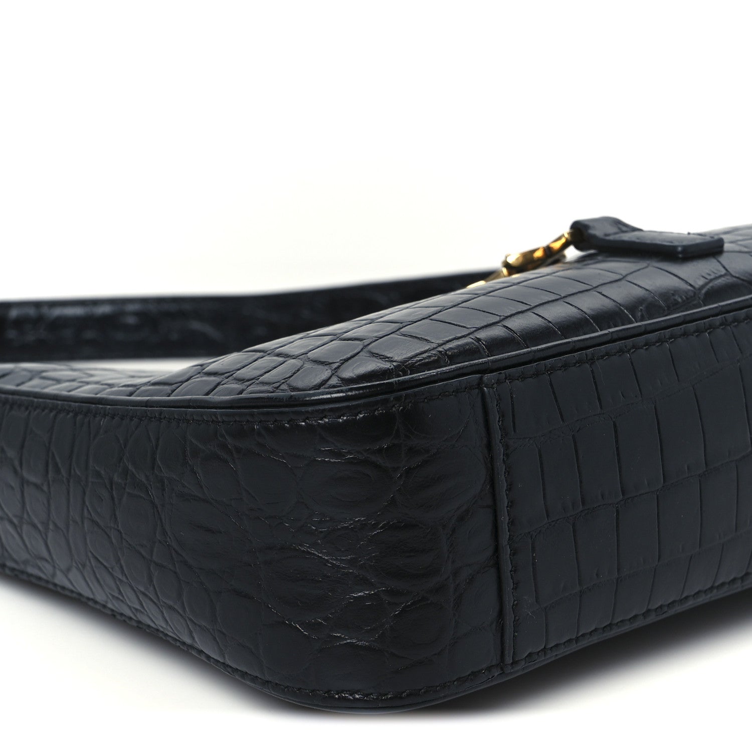 Saint Laurent Calfskin Crocodile Embossed LE 5 A 7 Hobo Black 9 of 10