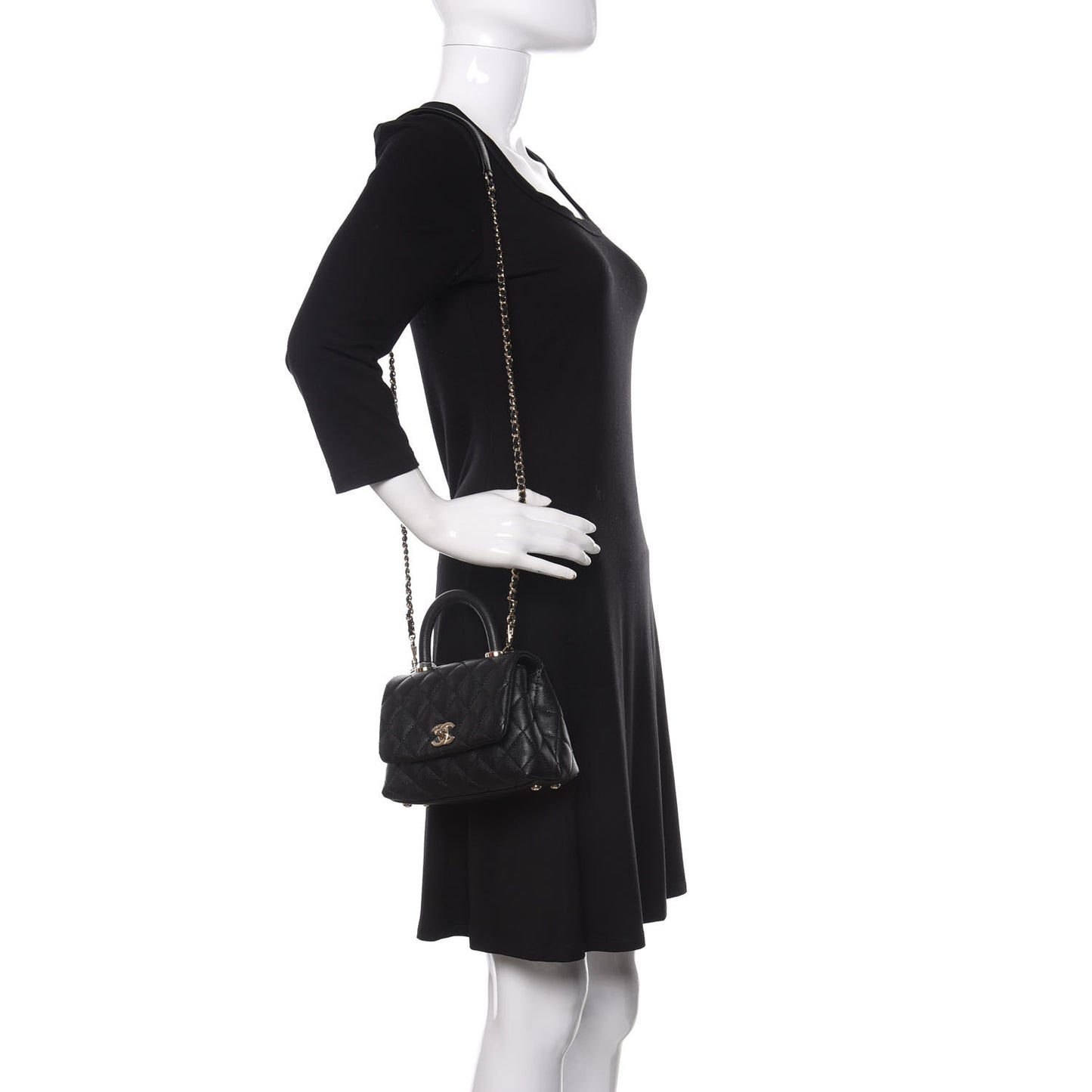 Caviar Quilted Extra Mini Coco Handle Flap Black