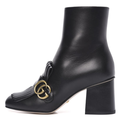 Gucci Malaga Kid GG Marmont Fringe 75mm Ankle Boots 36.5 Black 1 of 9