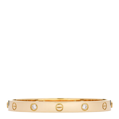 Cartier 18K Yellow Gold 4 Diamond LOVE Bracelet 17 2 of 7