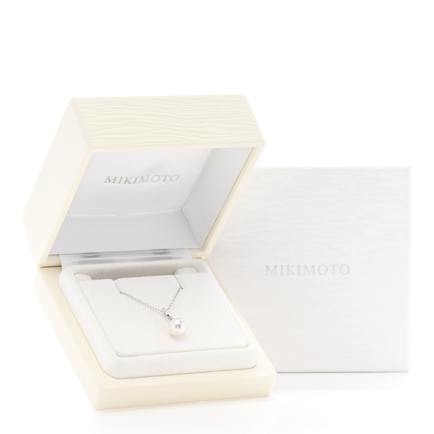 Mikimoto 18K White Gold Blue Sapphire Akoya Cultured Pearl 8-8.5mm Pendant Necklace 6 of 6