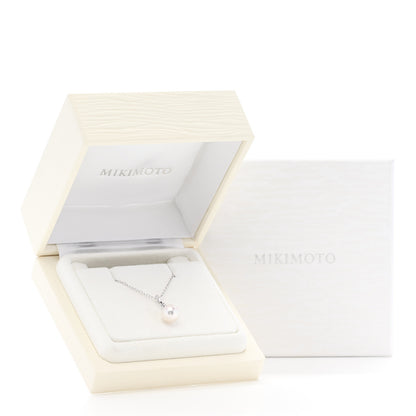 Mikimoto 18K White Gold Blue Sapphire Akoya Cultured Pearl 8-8.5mm Pendant Necklace 6 of 6