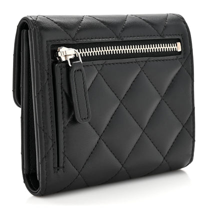 Chanel Lambskin Quilted Baguette Crystal Small Compact Wallet Black 3 of 9