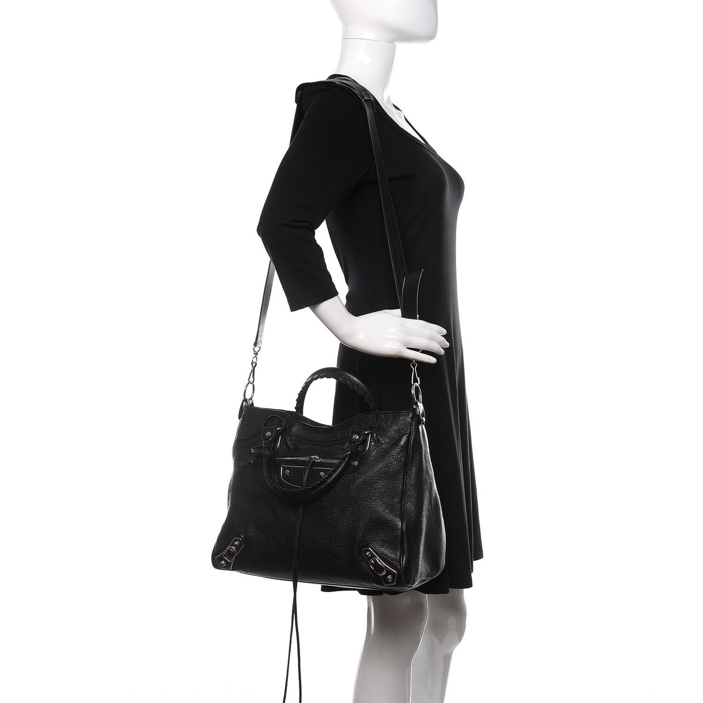 Chevre Silver Metallic Edge Hardware Velo Black