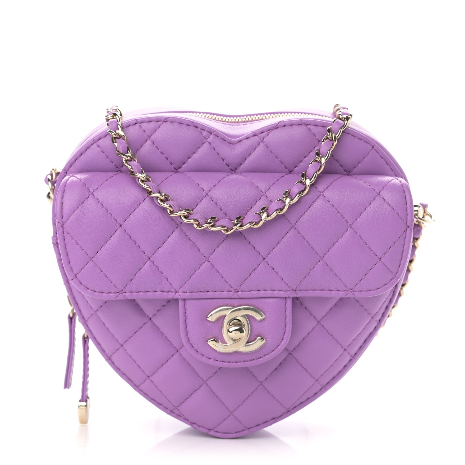 Chanel Lambskin Quilted CC In Love Heart Bag Purple 1 of 11