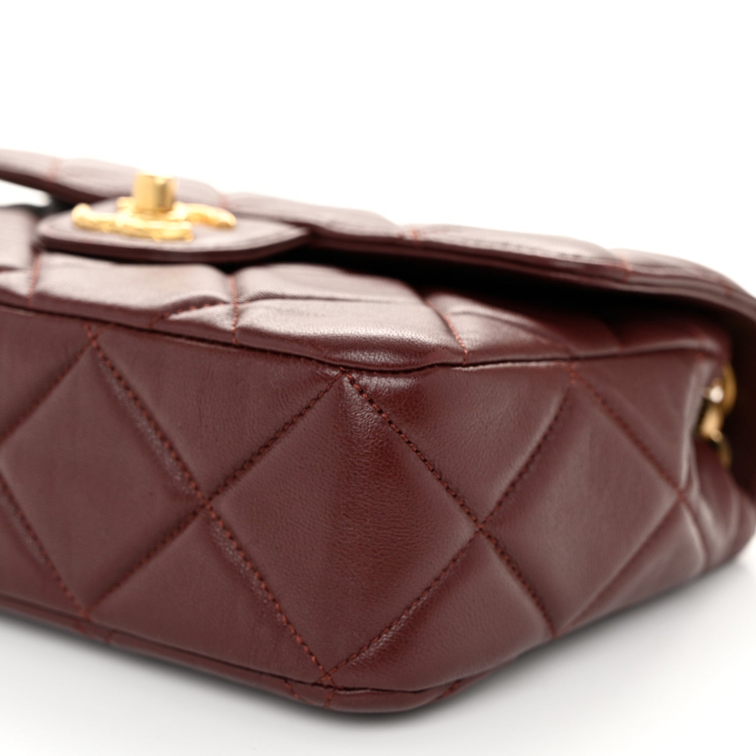 Chanel Lambskin Quilted Mini Logo Square Flap Burgundy 10 of 10