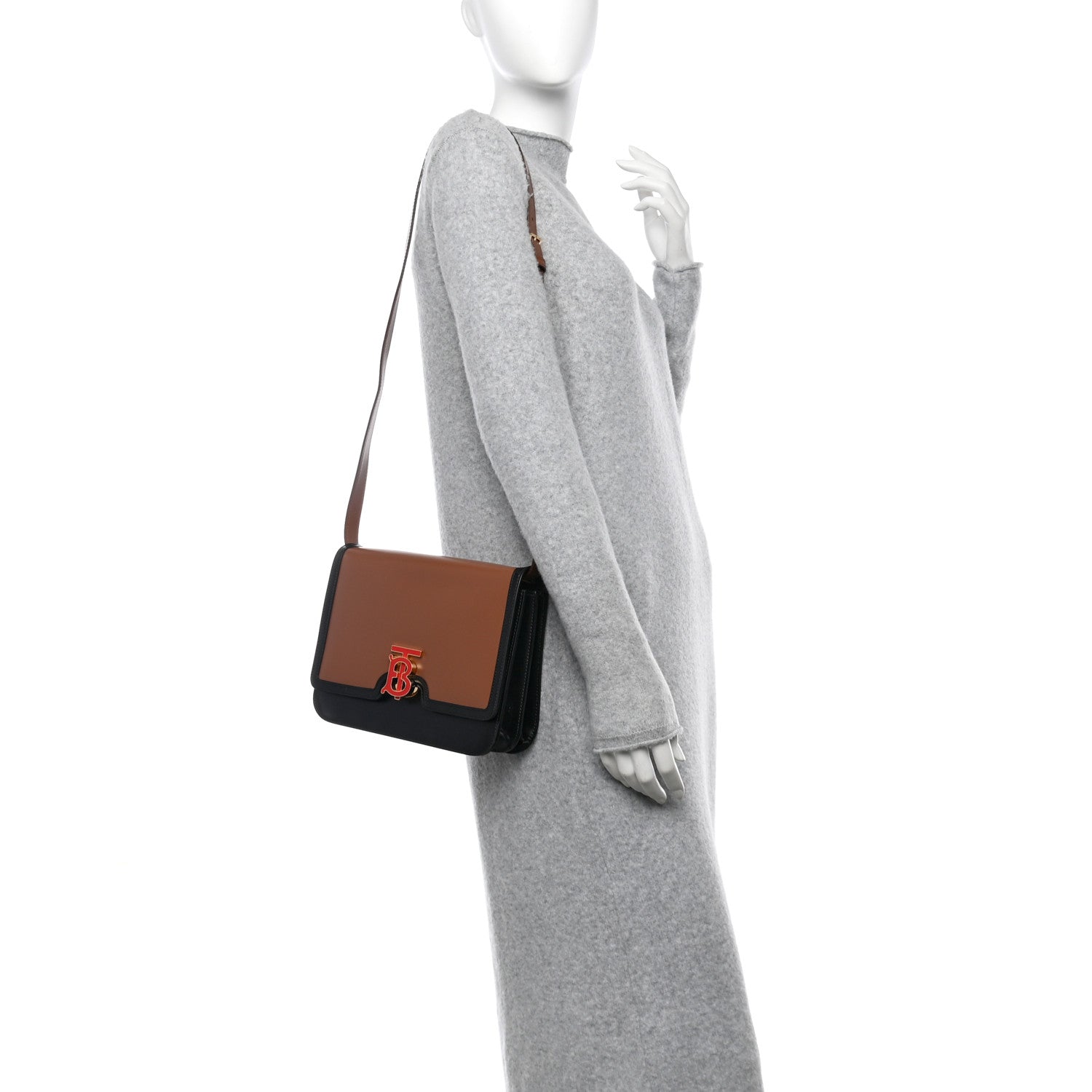 Burberry Calfskin Medium TB Bag Warm Tan Black 2 of 12