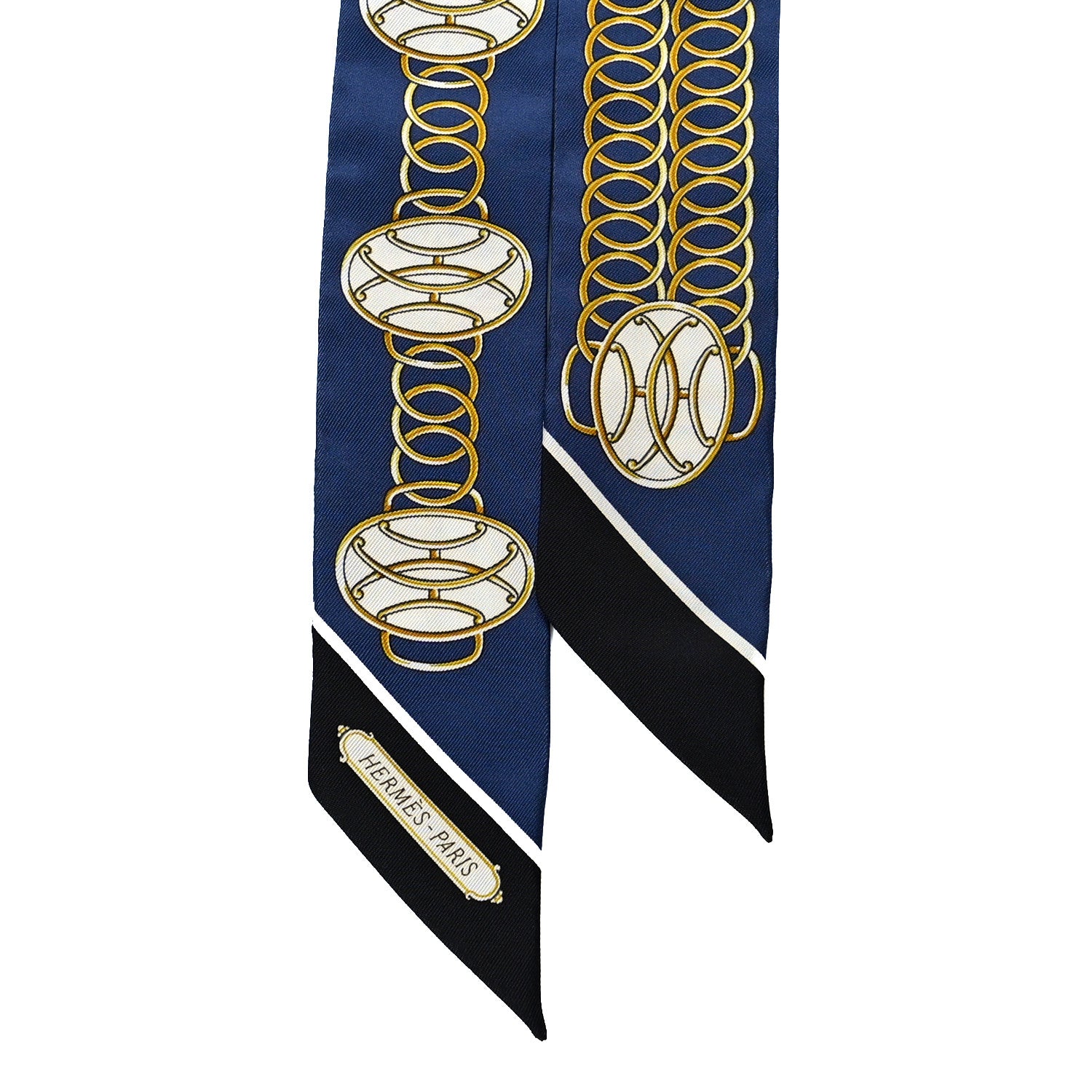 Hermes Silk Lift Profile Twilly Marine Black Gold 2 of 4