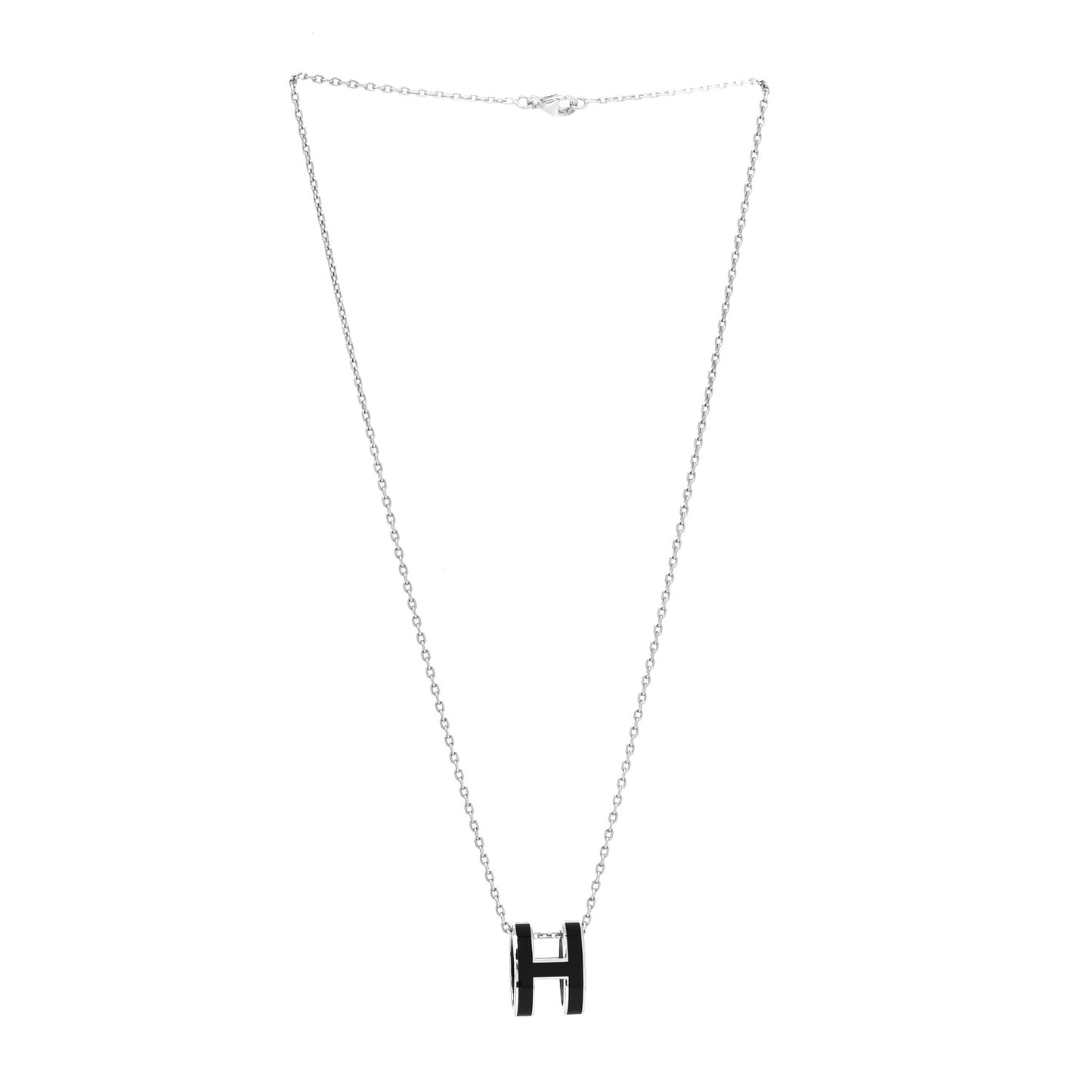 Lacquered Palladium Pop H Pendant Necklace Black