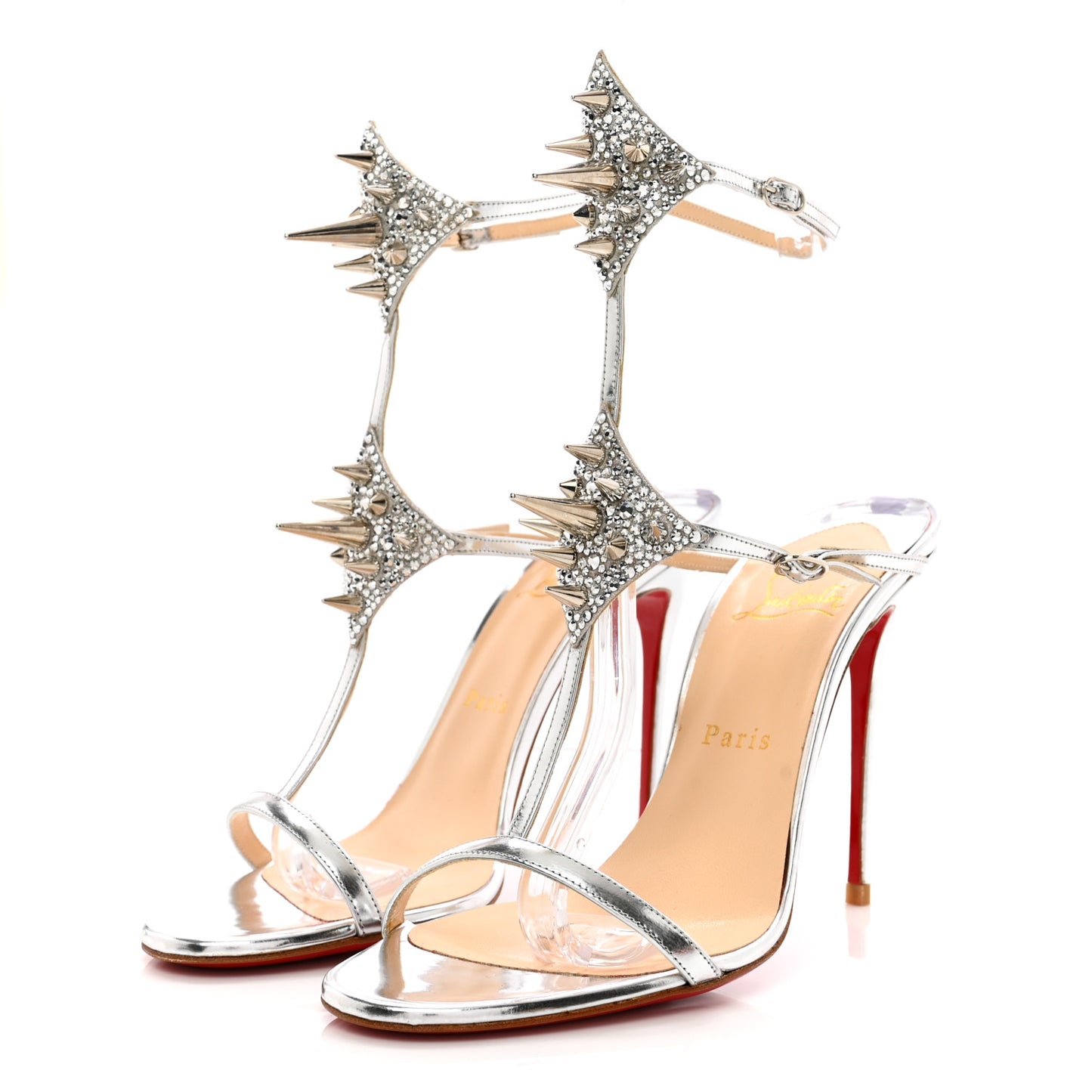 Specchi Lady Max Spike T-Strap 100 Sandals 39 Argento