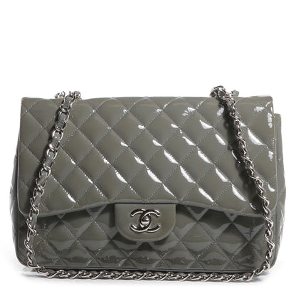 Chanel Patent Quilted Jumbo Single Flap Grey 1 of 9