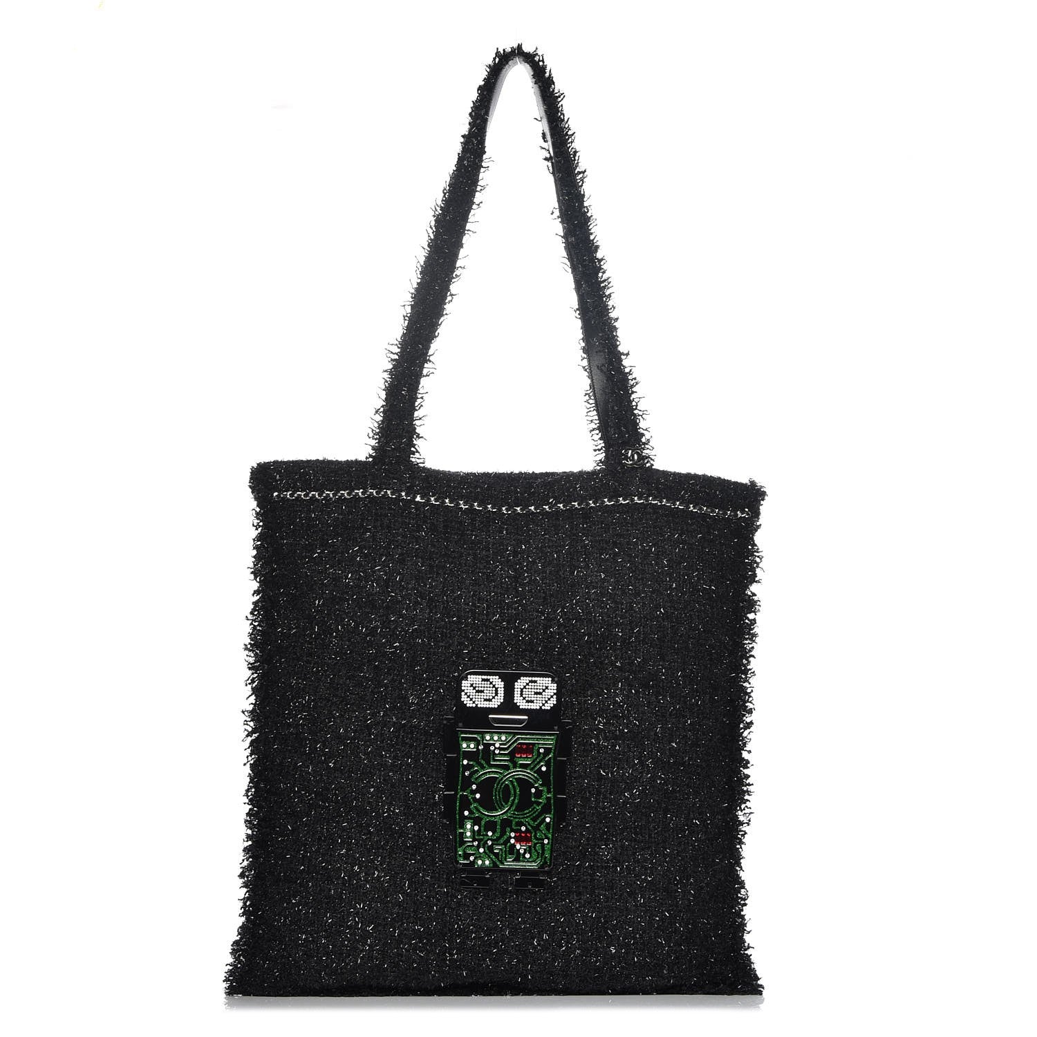 Chanel Tweed Resin Strass Large Robot Shopping Bag Black 1 of 8