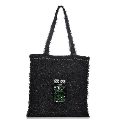 Chanel Tweed Resin Strass Large Robot Shopping Bag Black 1 of 8