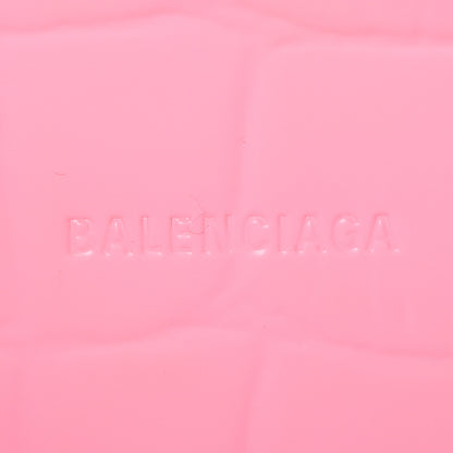 Balenciaga Semi Shiny Calfskin Crocodile Embossed Neo Classic Silver Hardware Mini City Pink 6 of 11