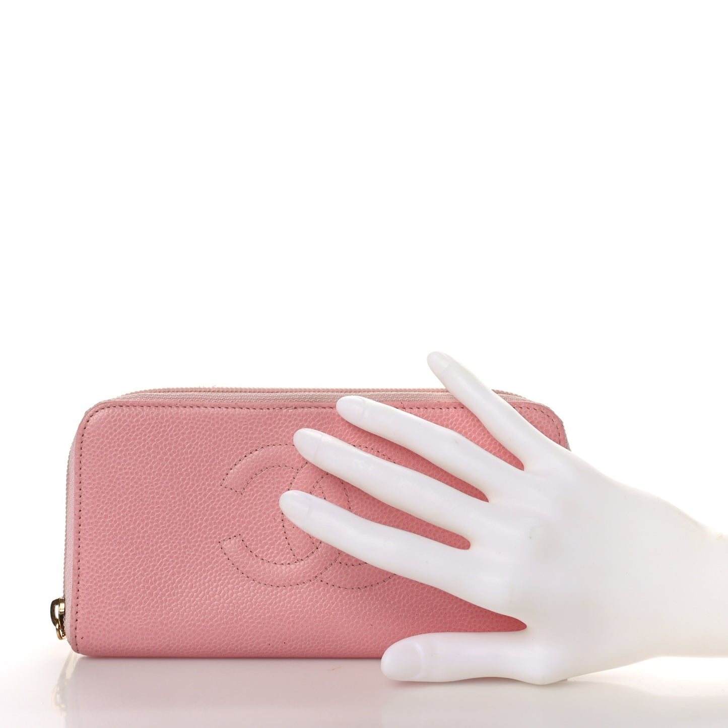 Caviar Large Timeless CC Zip Around Wallet Pink
