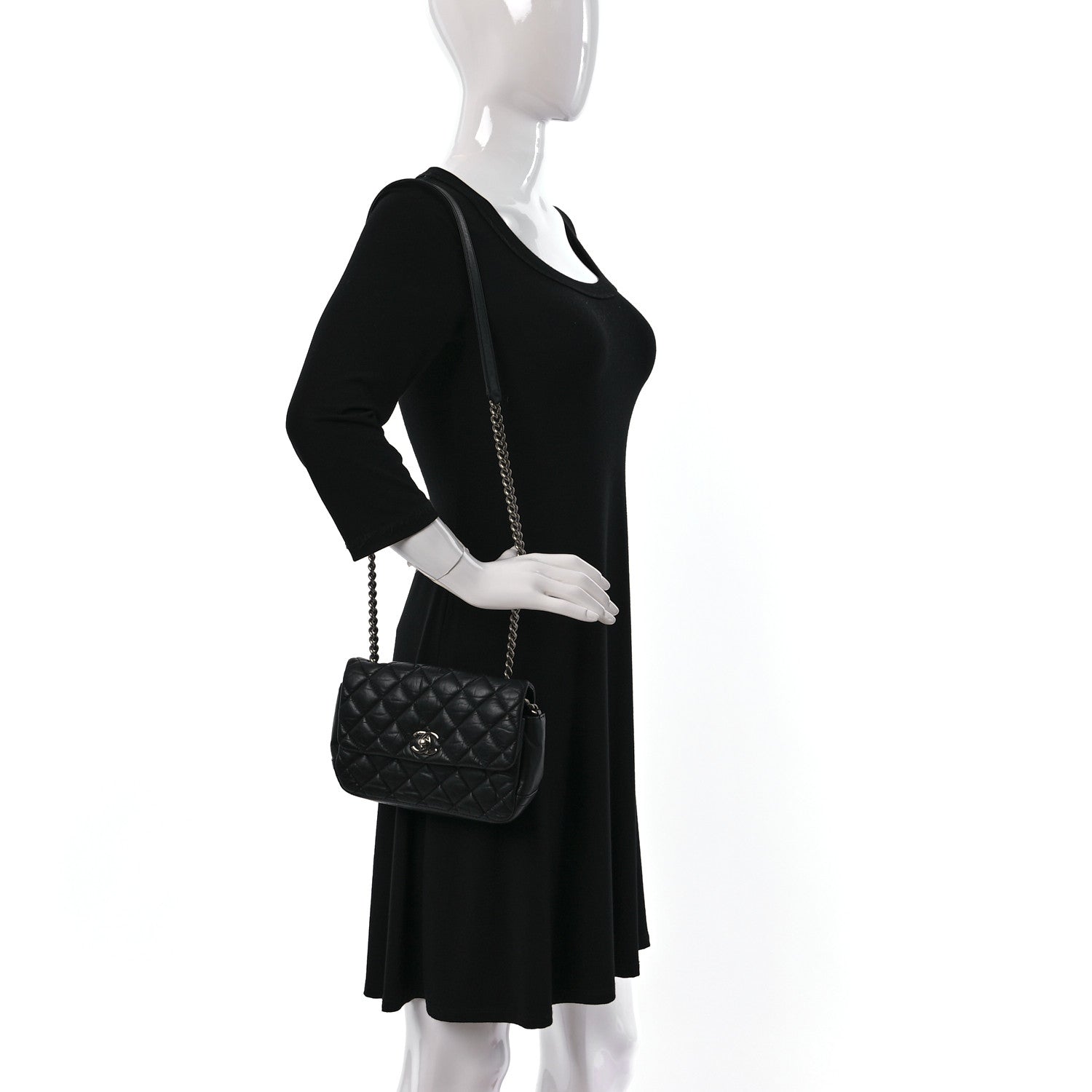 Chanel Aged Calfskin Quilted Mini Lady Pearly Flap Black 2 of 9