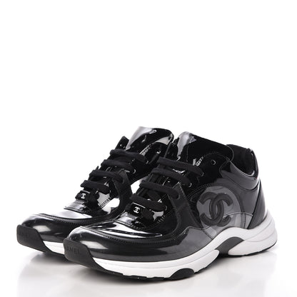 Chanel Calfskin Patent Transparent Sneakers 40.5 Black 3 of 9