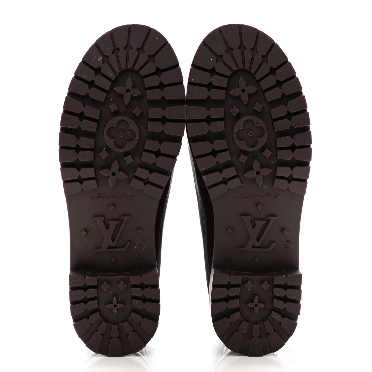 Rubber Embossed Monogram Splash Rain Boots 38 Burgundy
