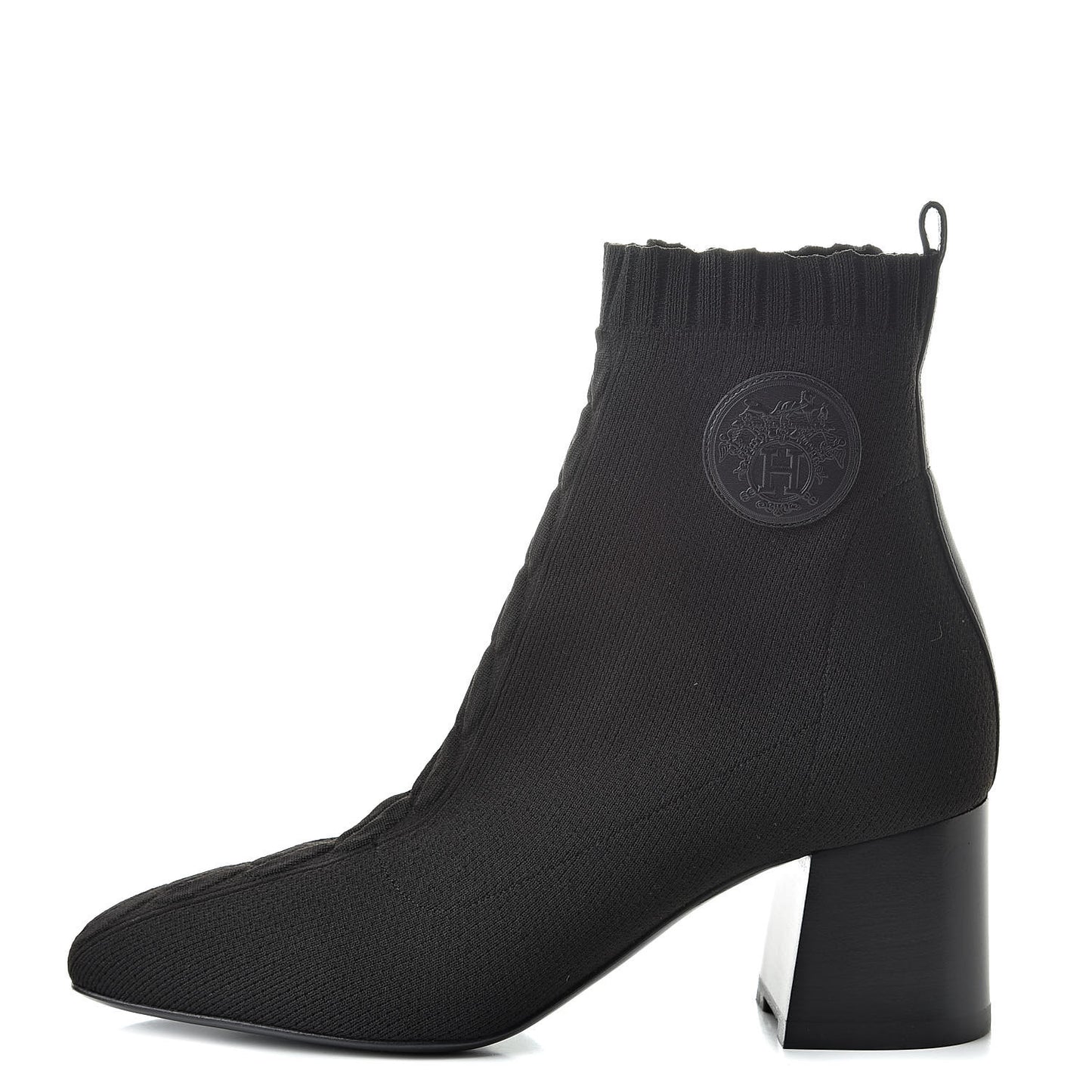 Knit Calfskin Volver Ankle Boots 38.5 Black