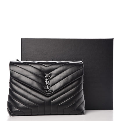 Saint Laurent Calfskin Y Quilted Monogram Medium Loulou Chain Satchel Black 10 of 10