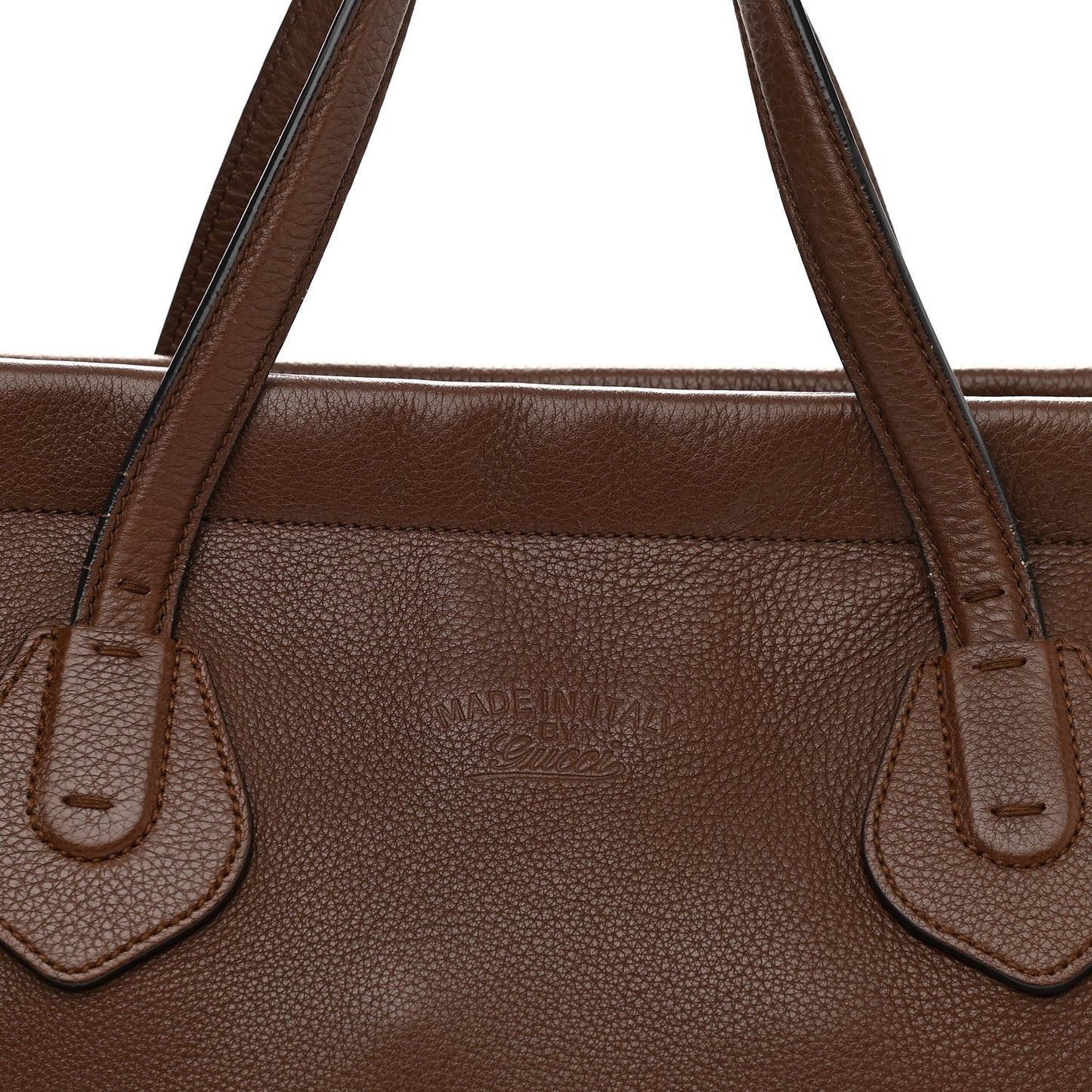 Pebbled Calfskin Large Lady Tassel Top Handle Bag Brown