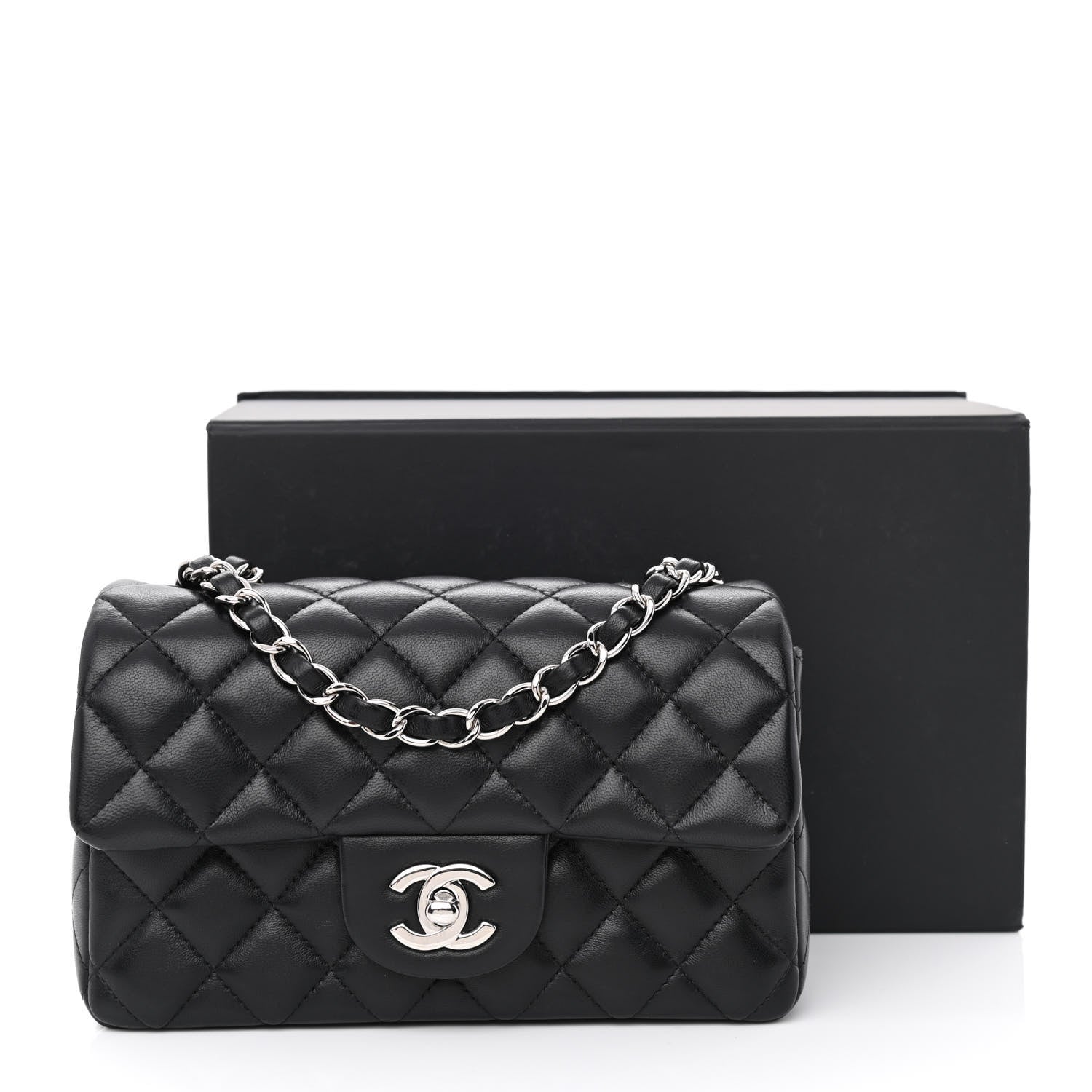 Chanel Lambskin Quilted Mini Rectangular Flap Black 11 of 11