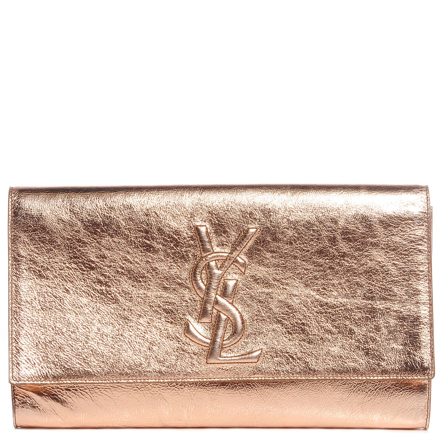 Metallic Leather Large Belle De Jour Clutch Rose Gold