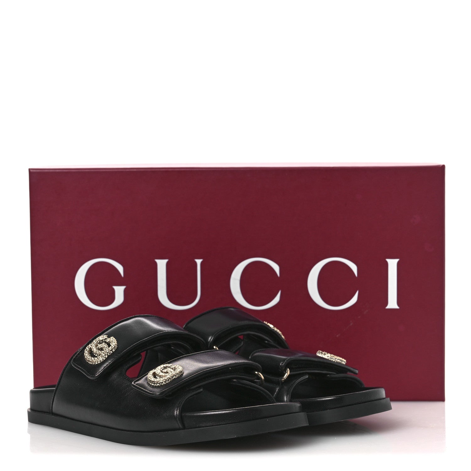 Gucci Nappa Double G Crystal Womens Isla Dad Sandals 38 Black 11 of 11