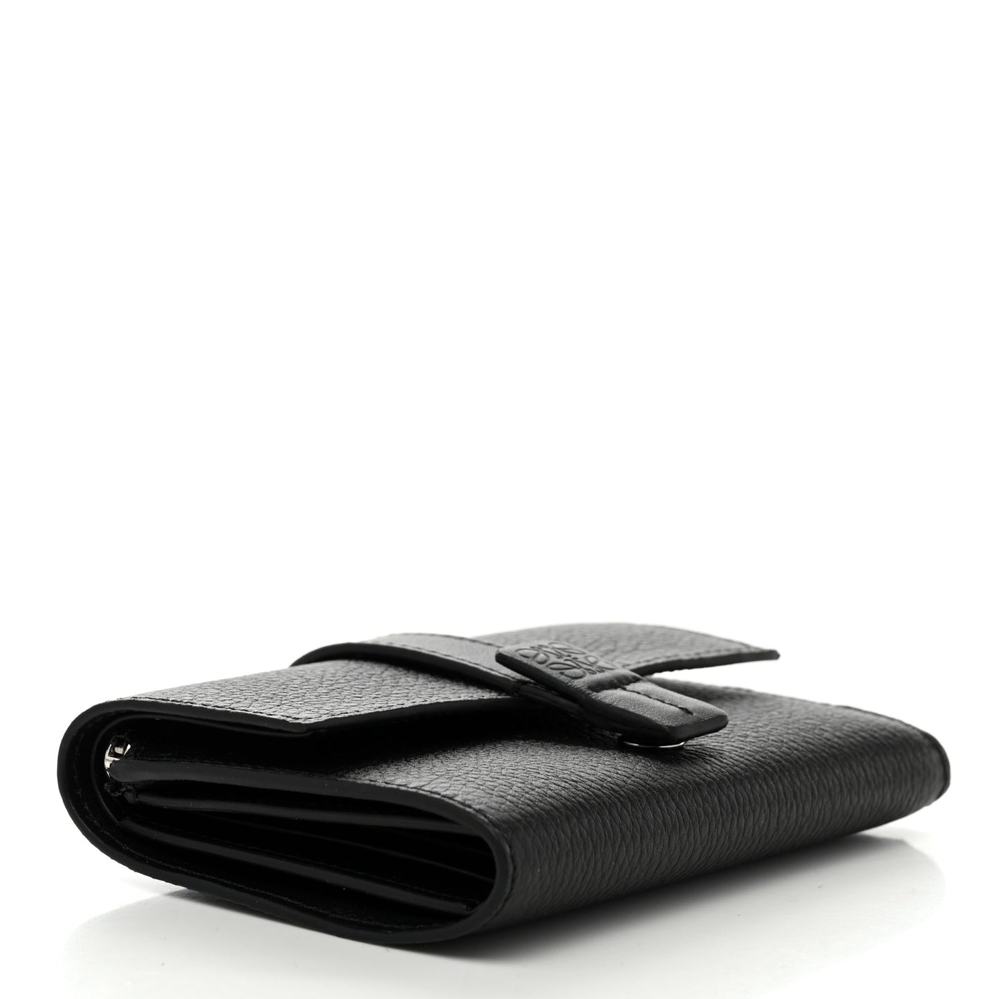 Grained Calfskin Small Vertical Wallet Black