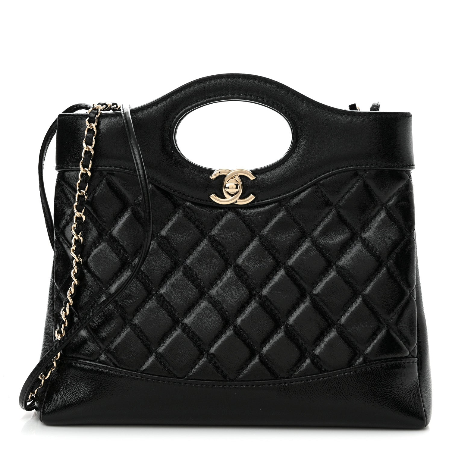 Chanel Shiny Lambskin Quilted Mini 31 Shopping Bag Black 1 of 10