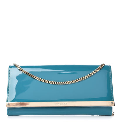 Jimmy Choo Patent Milla Wallet on Chain Turquoise 1 of 10
