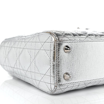 Christian Dior Metallic Grained Calfskin Cannage Small Lucky Badges My Lady Dior Silver 7 of 9
