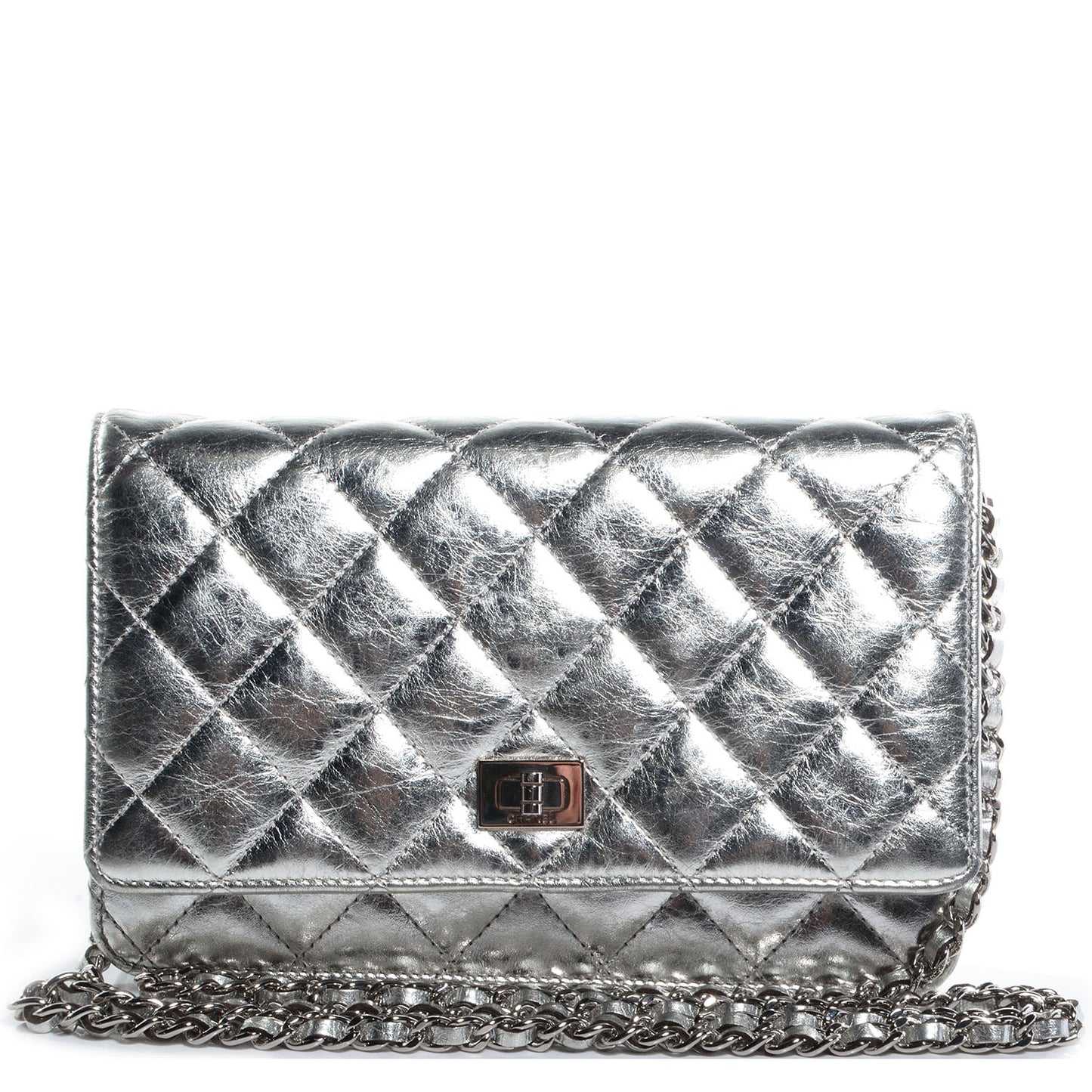 Calfskin Reissue Wallet On Chain WOC Silver