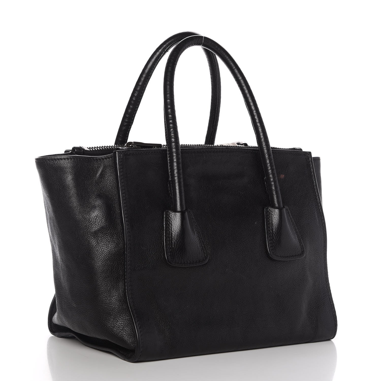 Prada Glace Calf Twin Pocket Tote Black 3 of 14