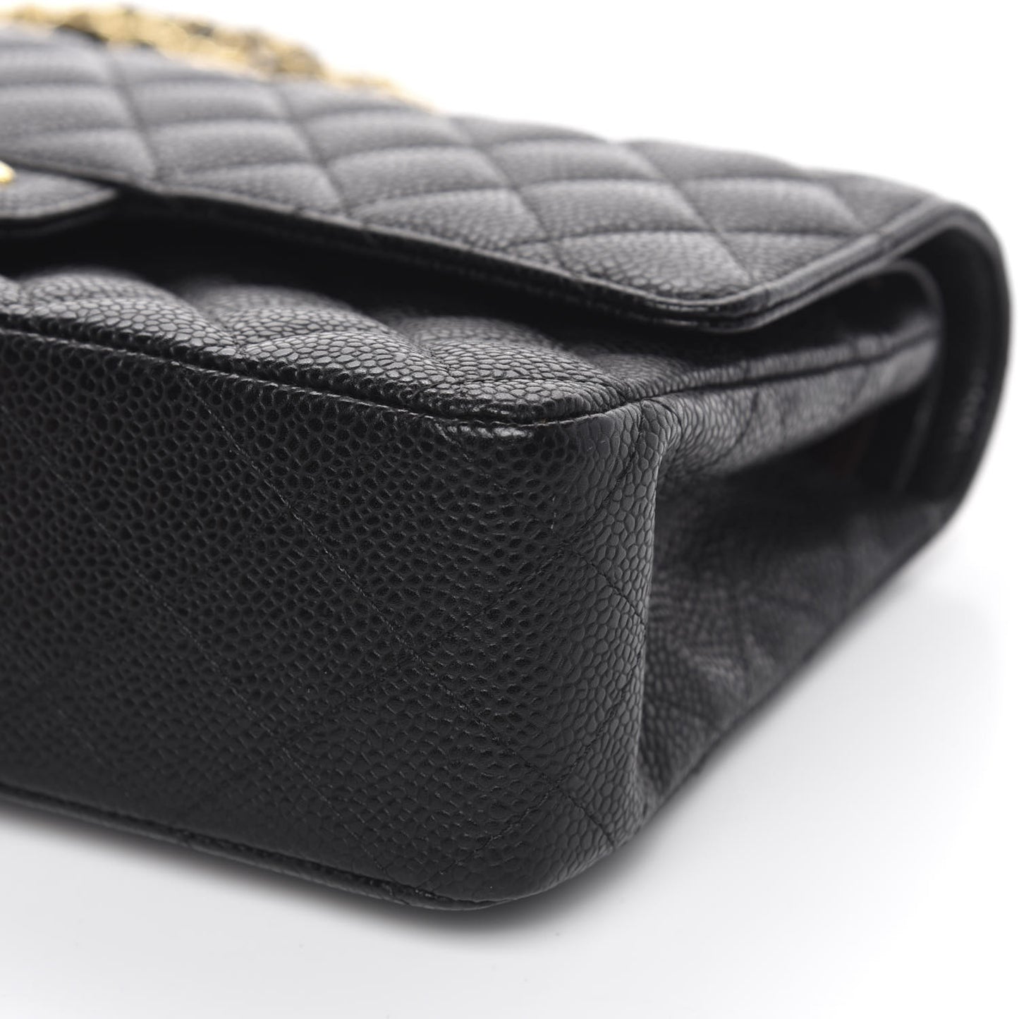 Caviar Quilted Medium Double Flap Black