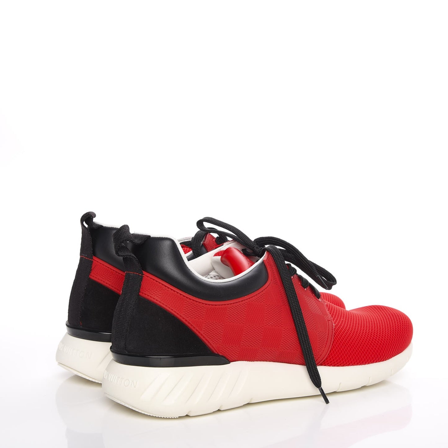 Rubber Mesh Suede Damier Fastlane Low Sneakers 7 Rouge