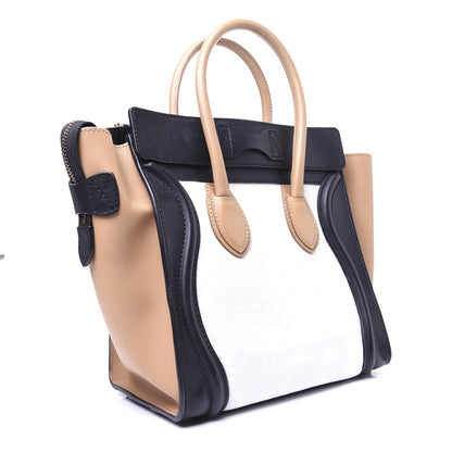 Celine Smooth Calfskin Shrunken Lambskin Micro Tri-Color Luggage White 3 of 14