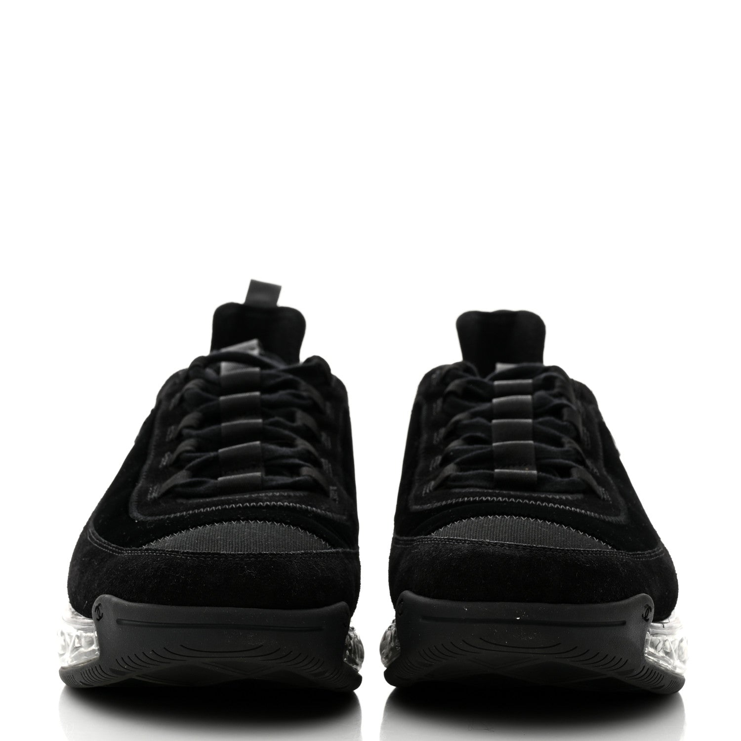 Chanel Suede Grosgrain Mens CC Sneakers 46 Black 2 of 8