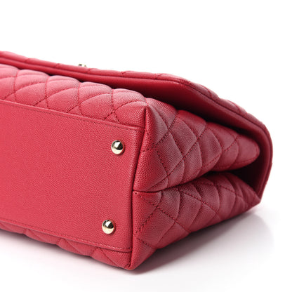 Chanel Caviar Quilted Small Coco Handle Flap Dark Pink 7 of 10