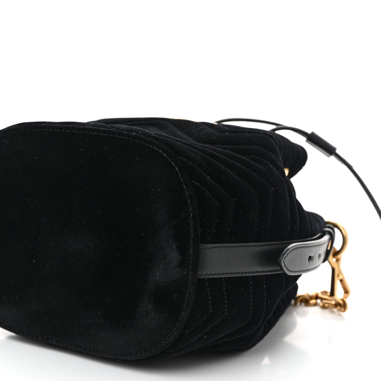 Gucci Velvet Matelasse GG Marmont Bucket Bag Black Black 9 of 9