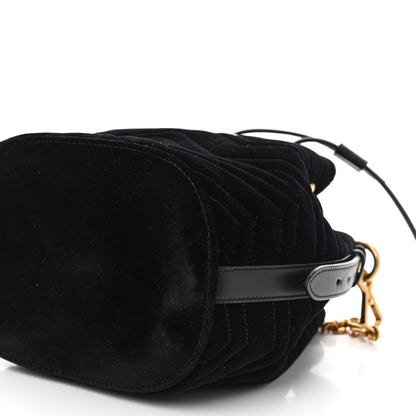Gucci Velvet Matelasse GG Marmont Bucket Bag Black Black 9 of 9