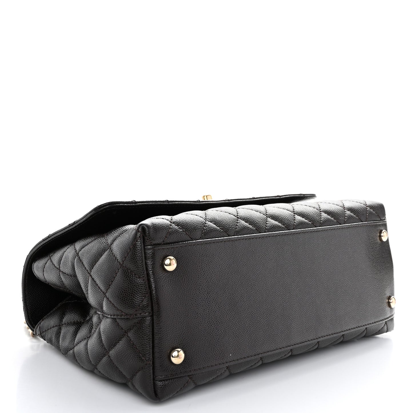 Caviar Quilted Small Coco Handle Flap Dark Brown
