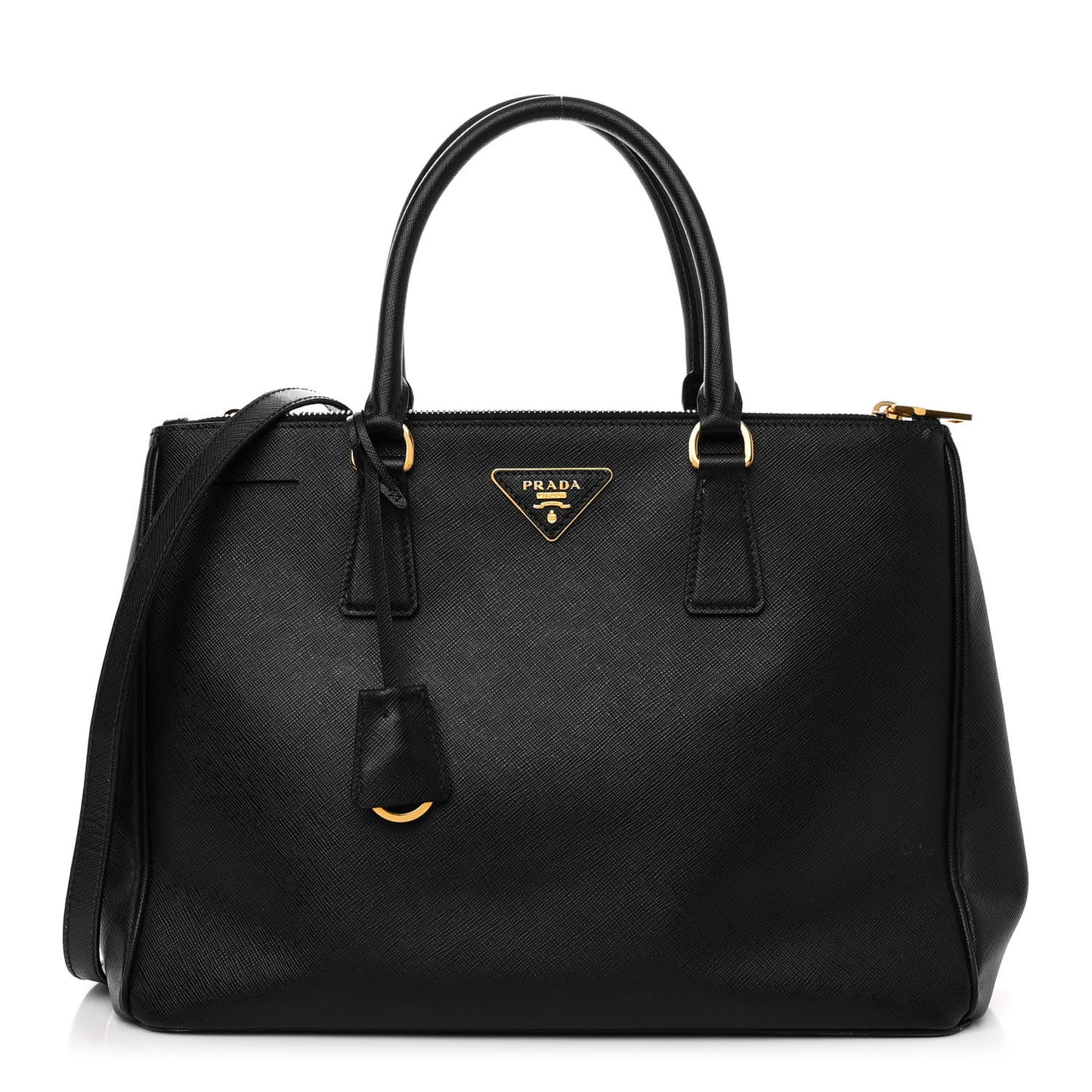 Saffiano Medium Galleria Double Zip Tote Black